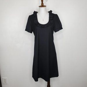 J. Crew Black Classic Wool Ruffle Neck Phoebe Dress Size 2